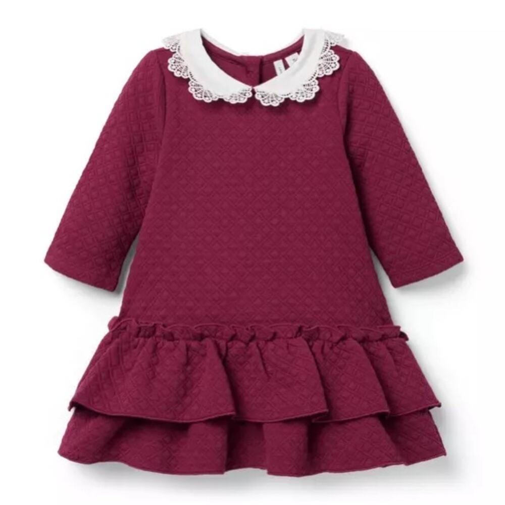 Janie and Jack quilted burgundy dress, like new,‎ 3T